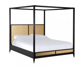 Moderná king size manželská posteľ Emperor z dubového masívu v čiernej farbe 211 cm 