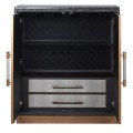 Luxusná moderná barová skrinka Otawa s dvomi dvierkami a vnútornými zásuvkami s povrchom z ekokože sivá 96 cm