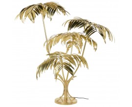 Luxusná zlatá stojaca lampa Aruba v glamour štýle v tvare palmy s deviatimi žiarovkami a okrúhlou podstavou