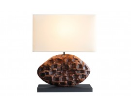 Stolná lampa Selin s dekorom z tekového dreva vo vidieckom štýle 50 cm