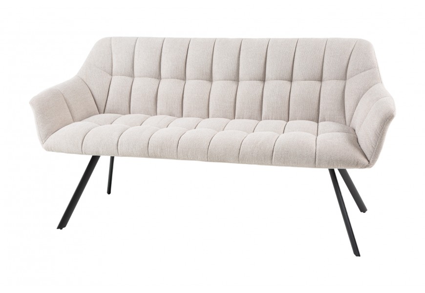 Dizajnová trojsedačka Mariposa v industriálnom štýle v béžovej farbe s čiernymi kovovými nožičkami