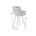 Dizajnová industriálna otočná barová stolička Mariposa s prešívaným zamatovým poťahom a kovovými nožičkami sivá 106 cm