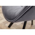 Moderná sivá otočná jedálenská stolička Monzana s prešívaným zamatovým poťahom a kovovými nožičkami 82 cm