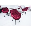 Dizajnová otočná čalúnená stolička Antik so zamatovým prešívaným poťahom v karmínovej červenej 67cm