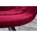 Dizajnová otočná čalúnená stolička Antik so zamatovým prešívaným poťahom v karmínovej červenej 67cm