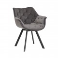 Dizajnová otočná čalúnená stolička Hetty so zamatovým poťahom s prešívaním v chesterfield štýle strieborná sivá 67 cm