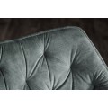 Dizajnová otočná jedálenská stolička Hetty s prešívaným zamatovým čalúnením v tmavej sivozelenej farbe 67 cm