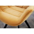 Retro dizajnov&eacute; kreslo Antik v žltej farbe s čiernymi nohami z kovu