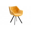 Retro dizajnov&eacute; kreslo Antik v žltej farbe s čiernymi nohami z kovu