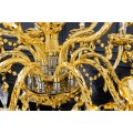 Klasický krištáľový luster Forsythia s pätnástimi ramenami v barokovom štýle zlatá 80 cm