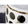 Luxusná dizajnová vinotéka Crawley v art deco štýle v tvare suda biela so zlatými detailmi 66 cm