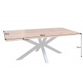 Masívny industriálny jedálenský stôl Cosmos II zo sheesham dreva hnedej farby s čiernymi prekríženými nohami 180cm