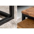 Industriálny set dvoch konferenčných stolíkov Elements II zo sheesham dreva a z čiernej kovovej podstavy 65cm 