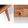 Retro konferenčný stolík Mozaika z masívneho akáciového dreva s obojstrannou zásuvkou a poličkou 100cm   