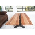 Dizajnový konferenčný stolík Amazonas z masívneho akáciového dreva s prekríženými nožičkami 105cm