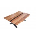 Dizajnový konferenčný stolík Amazonas z masívneho akáciového dreva s prekríženými nožičkami 105cm
