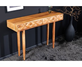 Konzolový stolík  z medového akáciového masívu s dvoma zásuvkami s dotykom vidieckeho štýlu v svetlo hnedej farbe