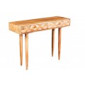 Dizajnový retro konzolový stolík Camille z medového akáciového masívu s dvoma zásuvkami 102cm