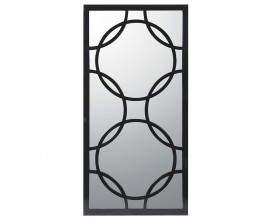 Dizajnové nástenné obdĺžnikové zrkadlo Modern Orient s čiernym rámom a kružnicovým vzorom 140 cm
