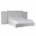 Luxusná moderná manželská posteľ Nubilia s masívnym čalúneným čelom s dekoratívnym lineárnym prešívaním oblačná sivá 180 cm