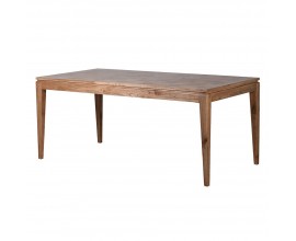 Masívny obdĺžnikový jedálenský stôl Magnus vo vidieckom štýle z dubového dreva s ozdobnou šachovnicovou intrarziou hnedá 185 cm