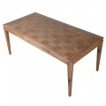 Masívny obdĺžnikový jedálenský stôl Magnus vo vidieckom štýle z dubového dreva s ozdobnou šachovnicovou intrarziou hnedá 185 cm