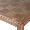 Masívny obdĺžnikový jedálenský stôl Magnus vo vidieckom štýle z dubového dreva s ozdobnou šachovnicovou intrarziou hnedá 185 cm