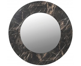 Nástenné okrúhle zrkadlo Diaz s mramorovým rámom v tmavo čiernej farbe 100 cm 
