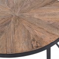 Industriálny set dvoch okrúhlych konferenčných stolíkov Radaz z dubového dreva a kovovej podstavy 80cm a 60cm       