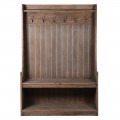 Luxusná vidiecka predsieňová lavica Woody z masívneho dubového dreva so šiestimi vešiakmi a dvoma poličkami 184cm 
