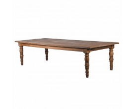 Rustikálny jedálensky stôl  z vintage recyklovaného masívneho brestového dreva hnedej farby