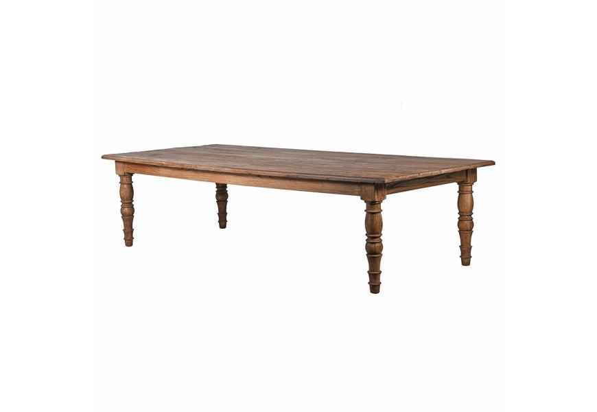 Rustikálny jedálensky stôl  z vintage recyklovaného masívneho brestového dreva hnedej farby