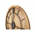 Industriálne štýlové okrúhle nástenné hodiny Kingscross na masívnej drevenej doske 60cm