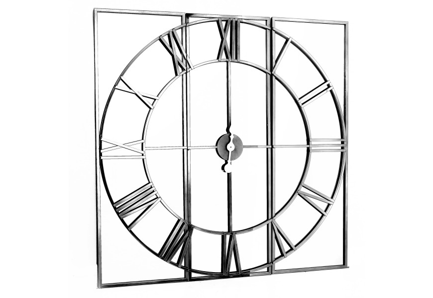 Moderné dizajnové nástenné hodiny Celina zo skla a kovu striebornej farby 112cm