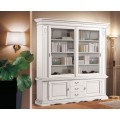 Luxusná talianská baroková dvojdverová vitrína z masívneho dreva v bielej farbe so zásuvkami a dvierkami