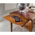Luxusný rustikálny pracovný stôl Lasil z masívneho dreva v hnedej farbe a piatimi zásuvkami 142 cm