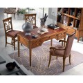 Luxusná rustikálna pracovná stolička Lasil z masívneho dreva v hnedej farbe a s bordovým čalúnením 105 cm  