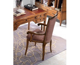 Luxusná rustikálna pracovná stolička Lasil z masívneho dreva v hnedej farbe a s bordovým čalúnením 105 cm  