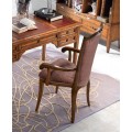 Luxusná baroková pracovná stolička Lasil z masívneho hnedého dreva s bordovým semišovým čalúnením