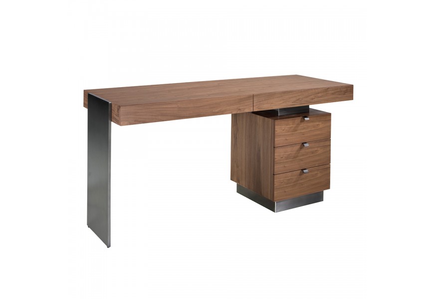 Luxusný kancelársky stôl Vita Naturale z dreva s orechovým dyhovaním v prírodnej hnedej farbe