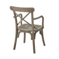 Luxusná vidiecka jedálenská stolička Antiquités Francaises s vypletaným sedadlom a opierkami na ruky svetlá hnedá 52 cm