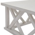 Luxusný štvorcový konferenčný stolík Laticia Blanca v bielej farbe s dekorovanou konštrukciou vo vidieckom štýle 100 cm