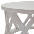 Luxusný okrúhly konferenčný stolík Laticia Blanca s dekoratívnou konštrukciou vo vidieckom štýle bielej farby 100 cm 