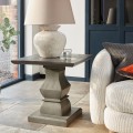 Luxusný moderný príručný stolík Lucia s masívnou vyrezávanou nohou z akáciového dreva sivá 60 cm