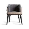 Art-deco čalúnená jedálenská stolička Van Cleef s vrstveným operadlom zo sivej zamatovej poťahovej latky 77cm 