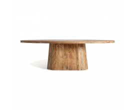 Luxusný moderný konferenčný stolík Malen v oválnom tvare s vidieckym nádychom z masívneho dreva v hnedej farbe 250 cm 