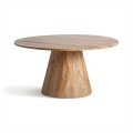 Luxusný moderný konferenčný stolík Malen vo vidieckom štýle z masívneho dreva v hnedej farbe s oválnou podstavou 150 cm