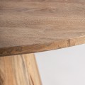 Luxusný moderný konferenčný stolík Malen v hnedej farbe z masívneho dreva s oválnou podstavou vo vidieckom štýle