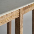 Luxusný konzolový stolík Adis v koloniálnom štýle z masívneho dreva v hnedej farbe s bielou mramorovou doskou 140 cm