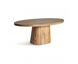Luxusný moderný jedálenský stôl Malen v oválnom tvare s vidieckym nádychom z masívneho dreva v hnedej farbe 200 cm
